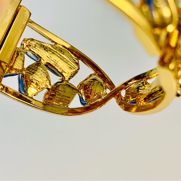 Kara Ross Blue Resin and Clear Crystal Bangle Bracelet - Picture 9 of 12